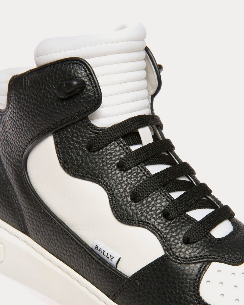 Bally Martyn Leather & Fabric Black / White High Top Sneakers - 5