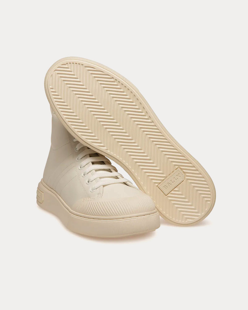 Bally Maren Leather White High Top Sneakers - 3