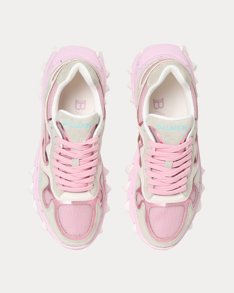 Balmain B-East Leather & Mesh Pink Low Top Sneakers - 2