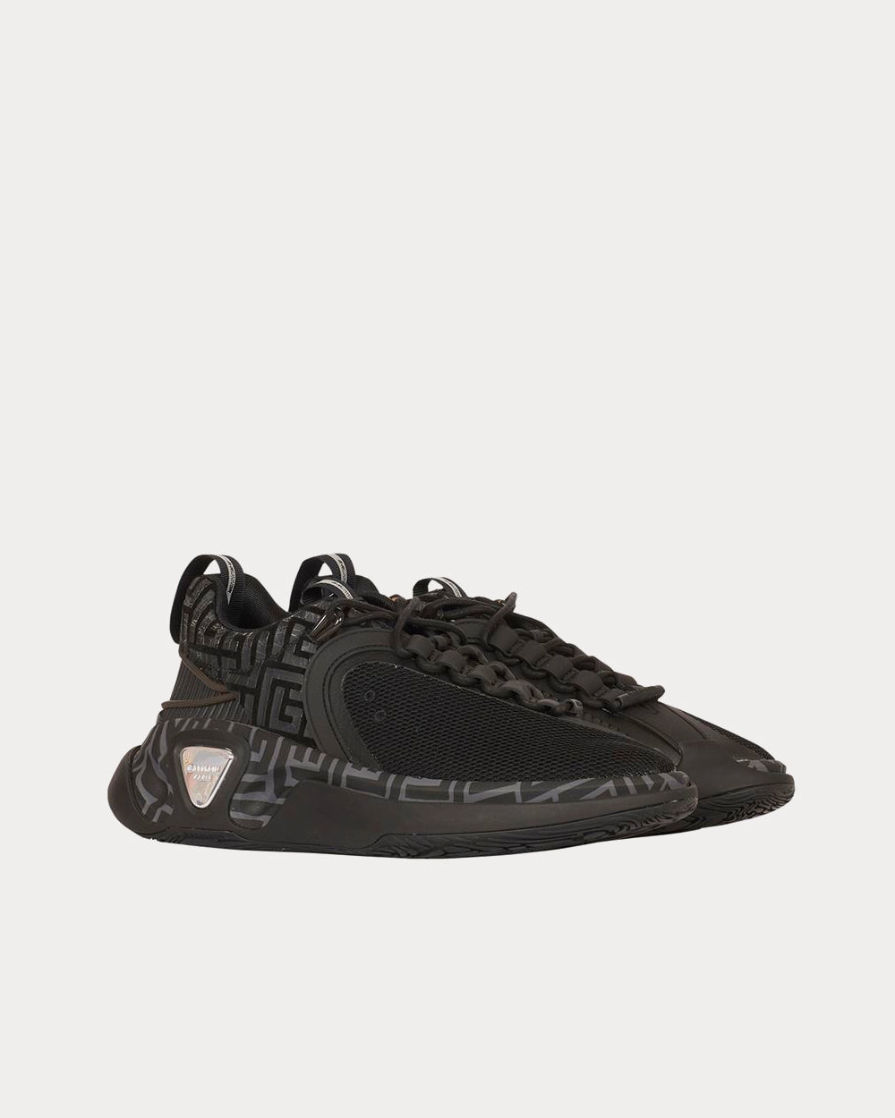 Balmain B-Runner Monogram Suede & Mesh Black Low Top Sneakers - 2