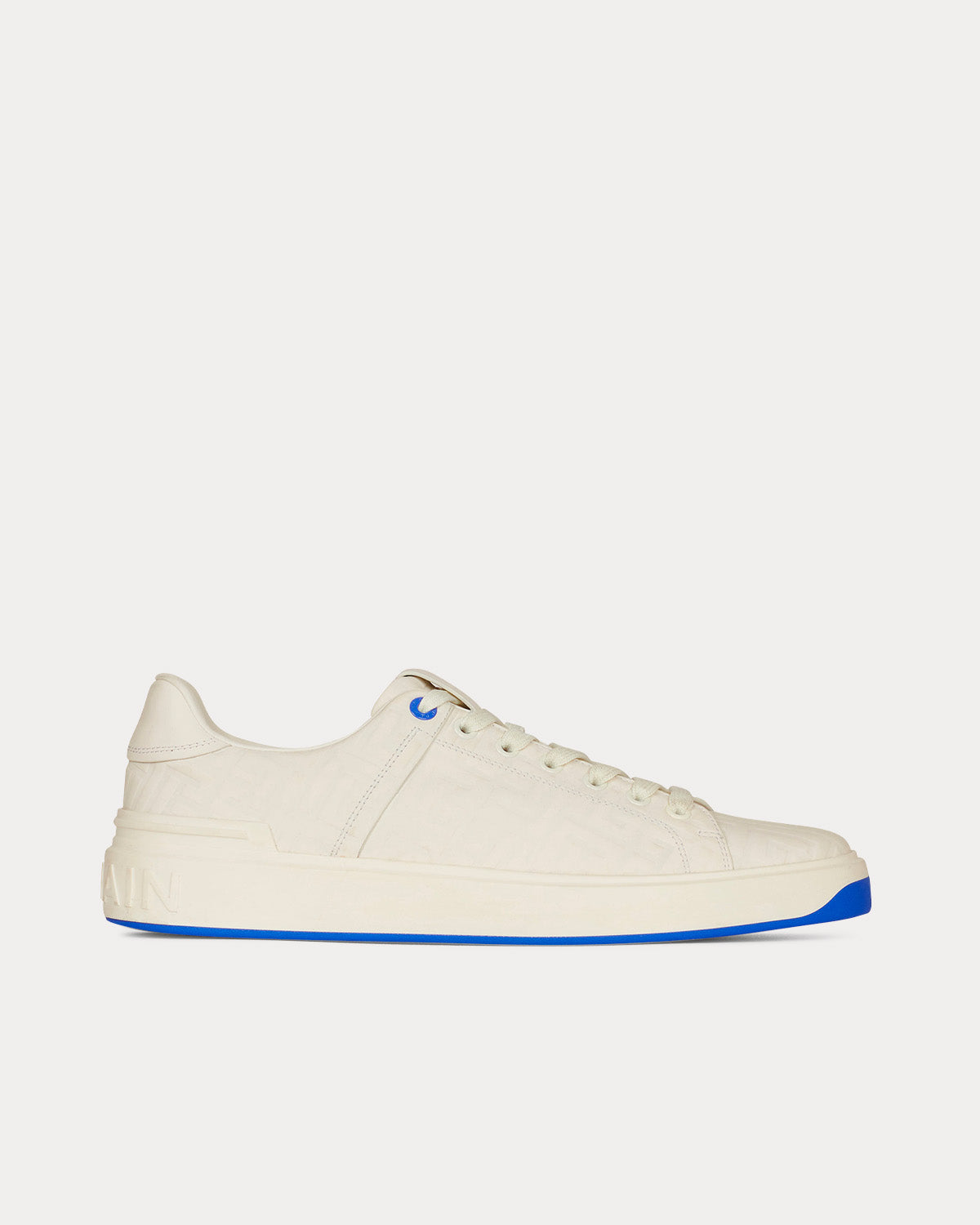 Balmain B-Court Monogram Embossed White Low Top Sneakers - Sneak