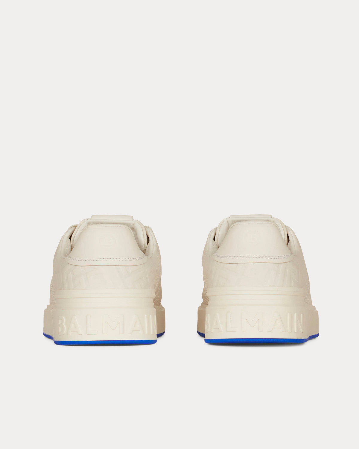 Balmain B-Court Monogram Embossed White Low Top Sneakers - 4