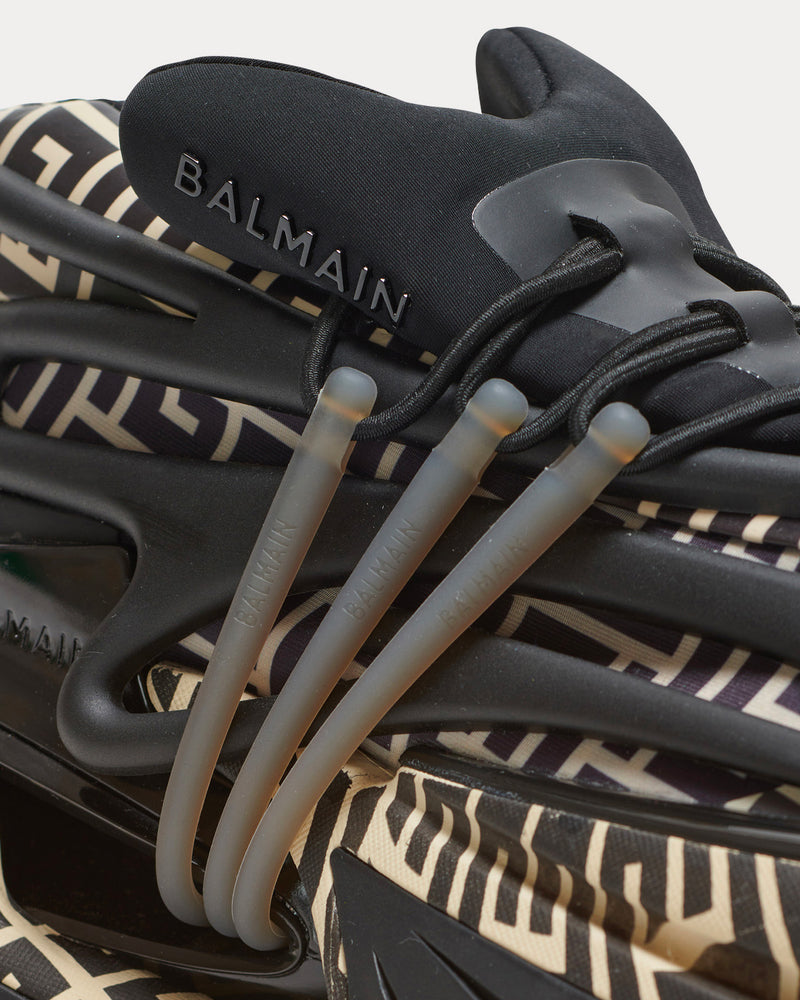 Balmain Unicorn Neoprene & Calfskin Black Low Top Sneakers - 5