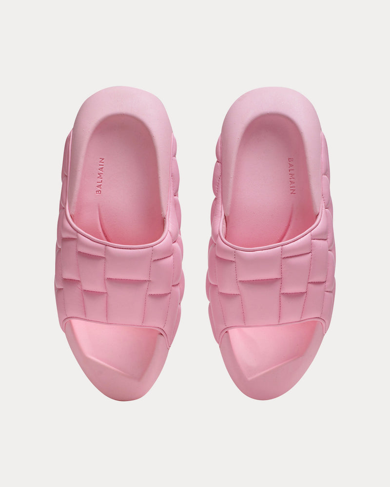 Balmain B-IT Quilted Leather Pink Mules - 2