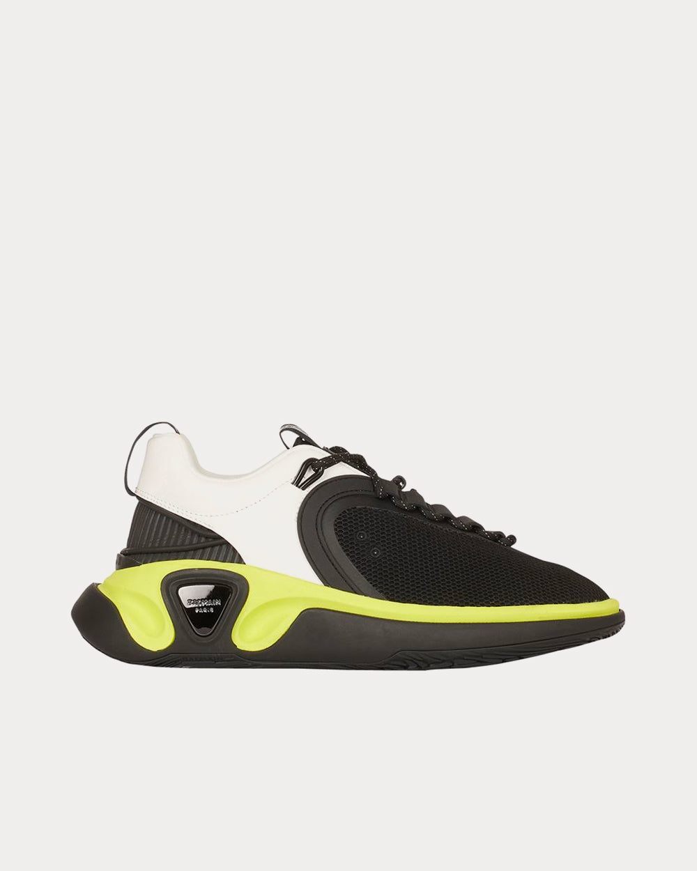 Balmain B-Runner Gummy Leather & Mesh White / Black / Yellow Low Top Sneakers - 1