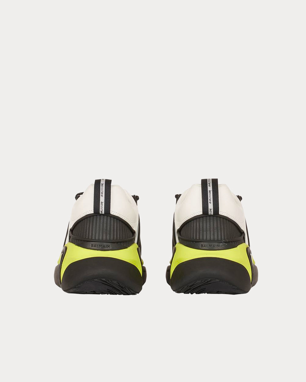 Balmain B-Runner Gummy Leather & Mesh White / Black / Yellow Low Top Sneakers - 4