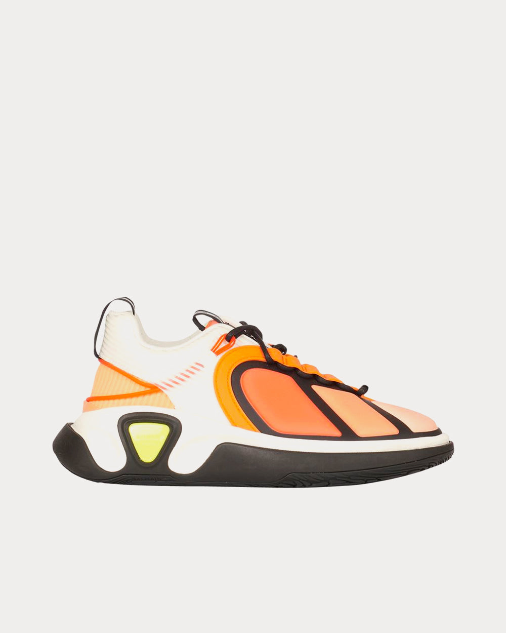 Balmain B-Runner Gummy Leather, PVC & Neoprene White / Orange Low Top Sneakers - 1