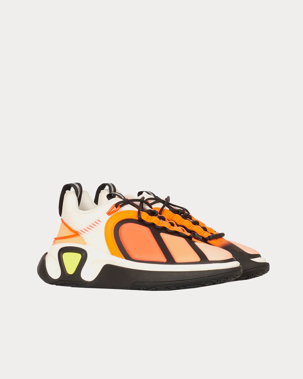 Balmain B-Runner Gummy Leather, PVC & Neoprene White / Orange Low Top Sneakers - 2