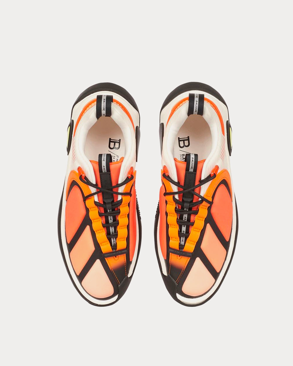 Balmain B-Runner Gummy Leather, PVC & Neoprene White / Orange Low Top Sneakers - 3