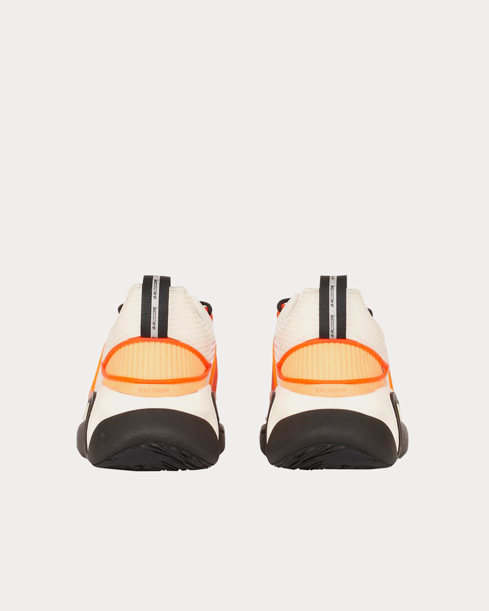 Balmain B-Runner Gummy Leather, PVC & Neoprene White / Orange Low Top Sneakers - 4