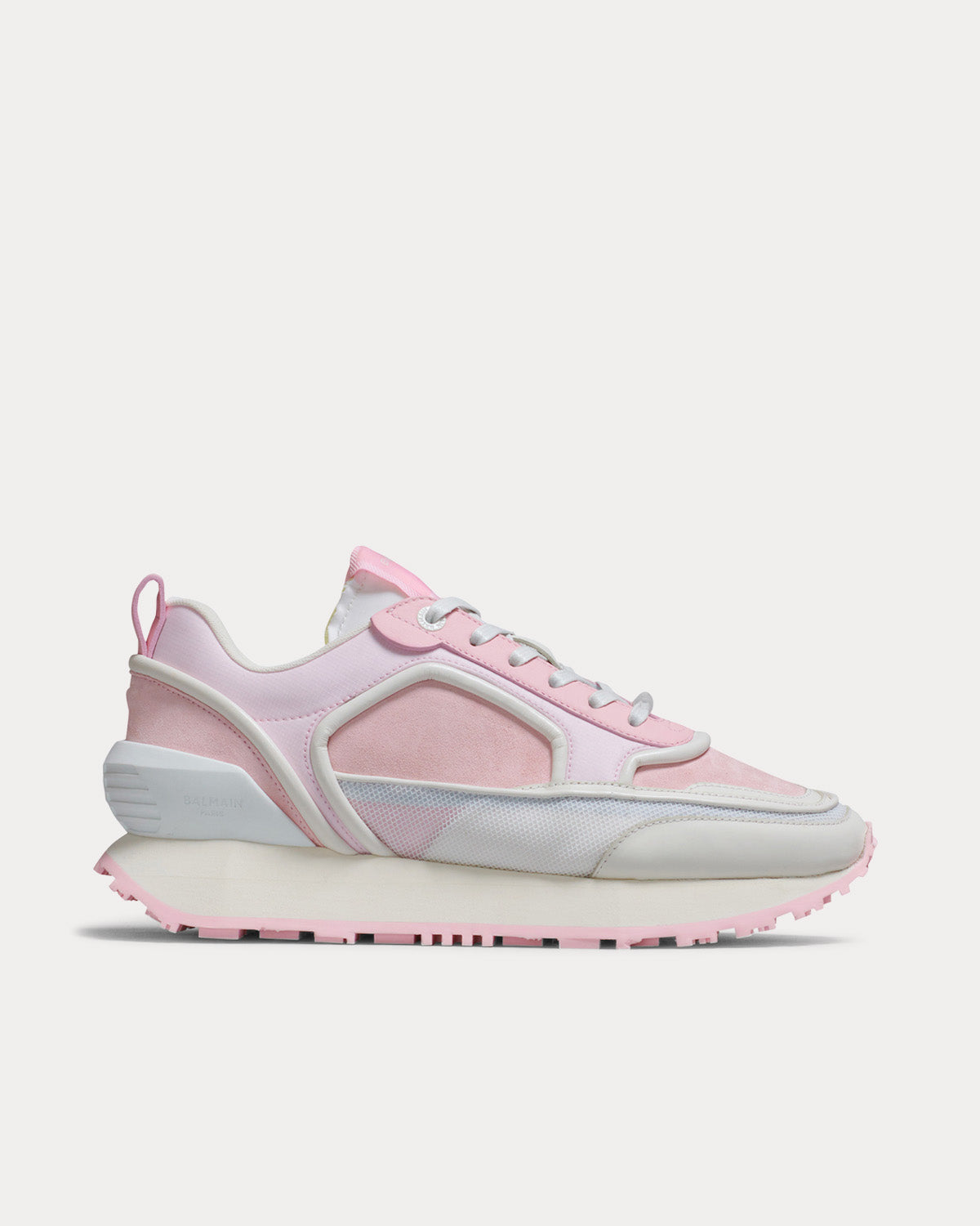 Balmain Racer Suede, Nylon & Mesh Pink Low Top Sneakers - 1