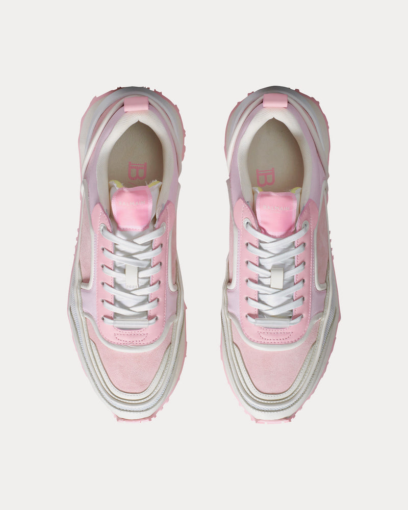 Balmain Racer Suede, Nylon & Mesh Pink Low Top Sneakers - 2