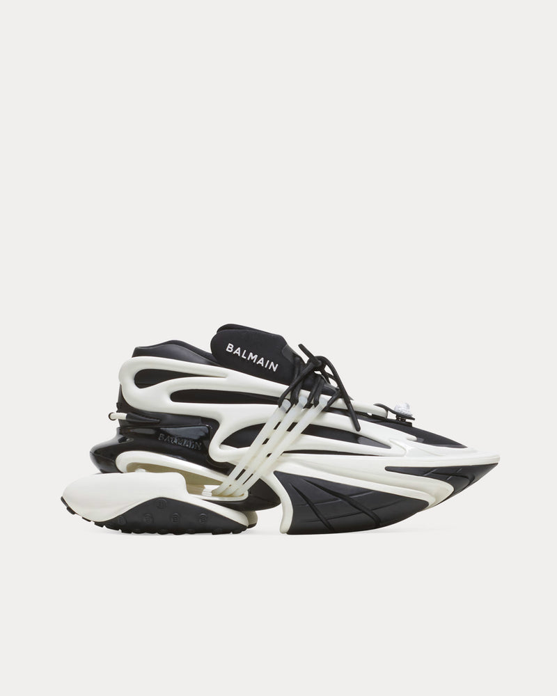 Balmain Unicorn Two-Tone Neoprene & Leather Black / White Low Top Sneakers - 1