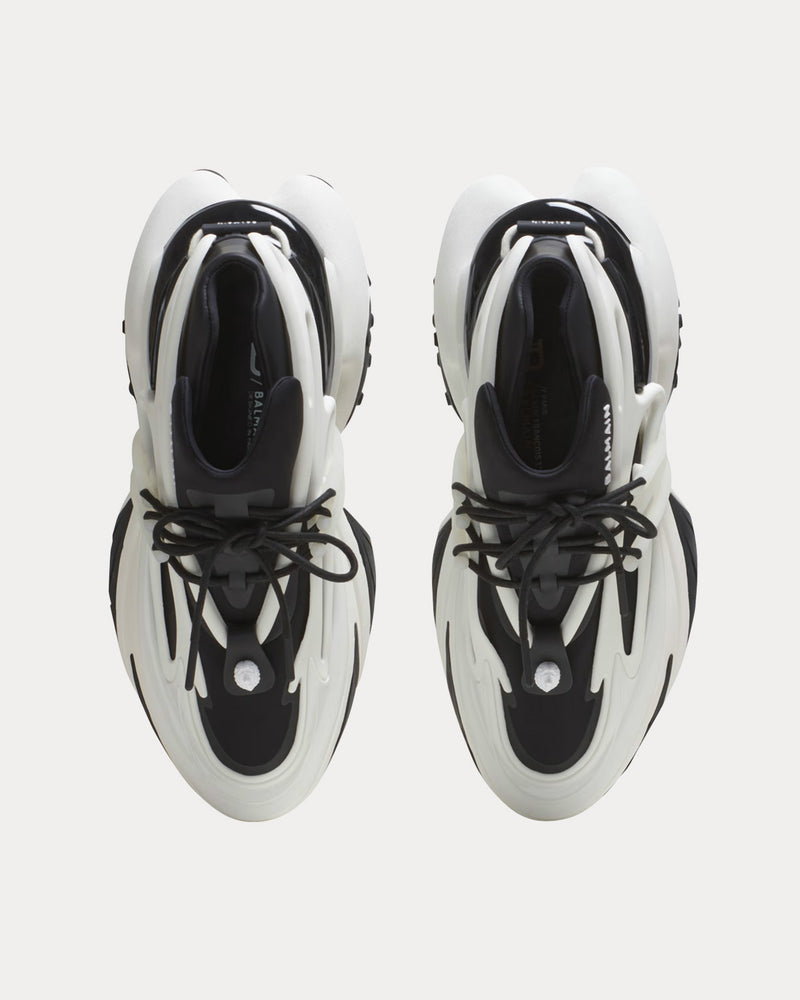 Balmain Unicorn Two-Tone Neoprene & Leather Black / White Low Top Sneakers - 2