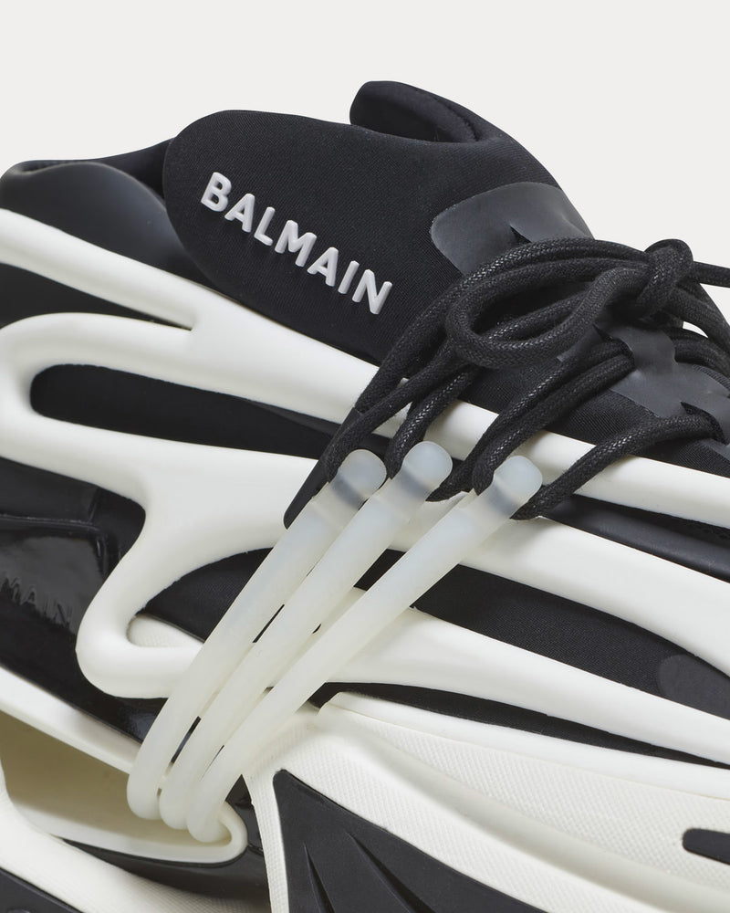 Balmain Unicorn Two-Tone Neoprene & Leather Black / White Low Top Sneakers - 5