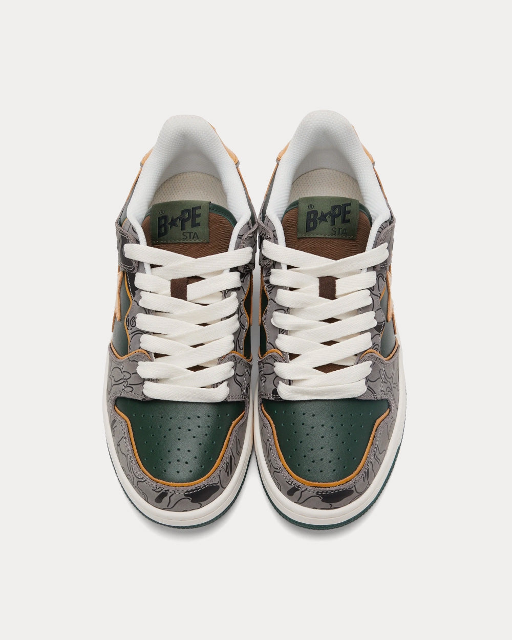 A Bathing APE SK8 STA Green / Grey Low Top Sneakers - 2