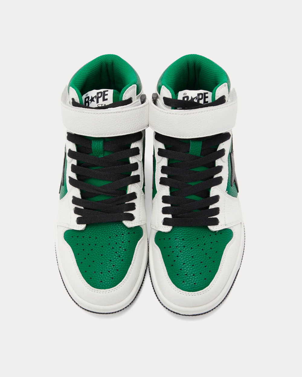 A Bathing APE Block STA White / Green High Top Sneakers - 2