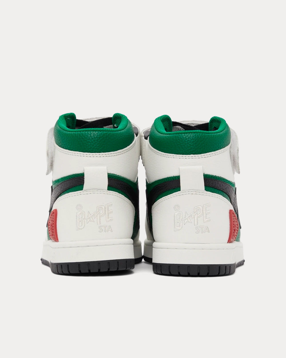 A Bathing APE Block STA White / Green High Top Sneakers - 3