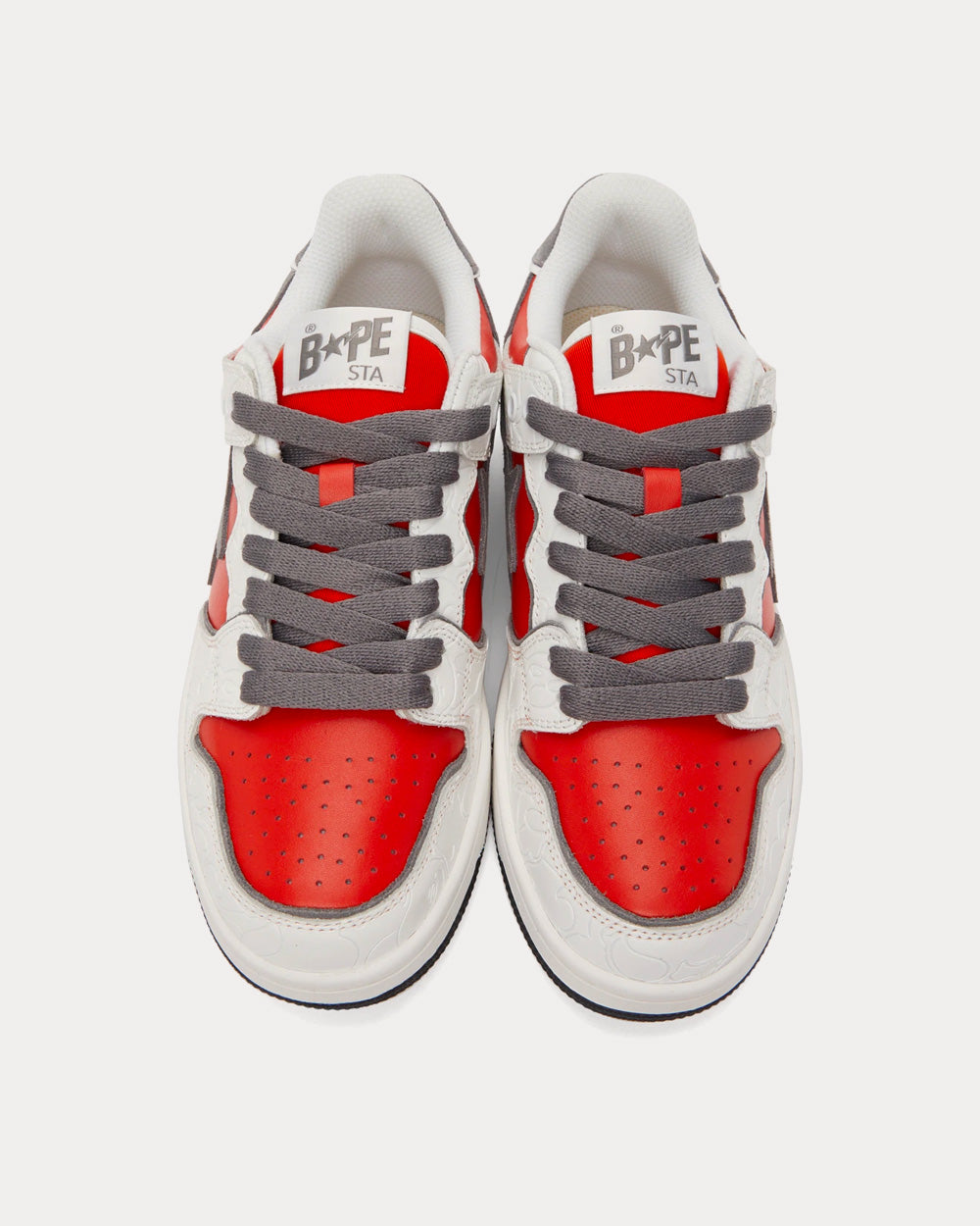 A Bathing APE SK8 STA White / Red Low Top Sneakers - 2