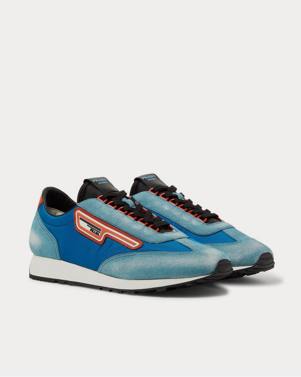 Prada Milano 70 Nylon and Suede  Light blue low top sneakers - 2