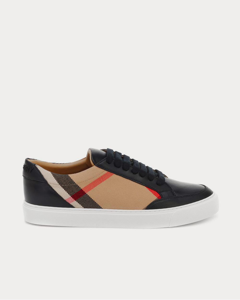 Burberry Salmond leather and cotton Black Low Top Sneakers - 1