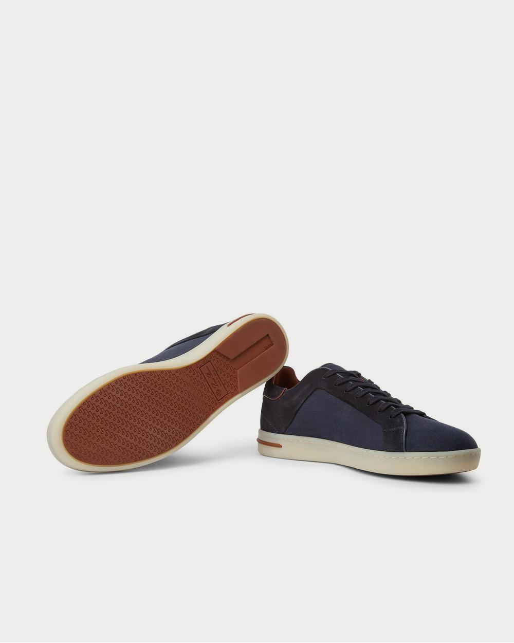 Loro Piana Traveller Suede and Canvas  Navy low top sneakers - 3