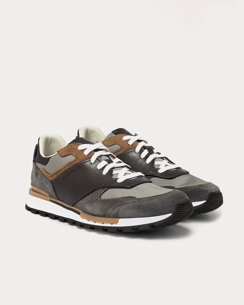 Berluti Run Track Leather, Suede and Mesh Grey Low Top Sneakers - 2