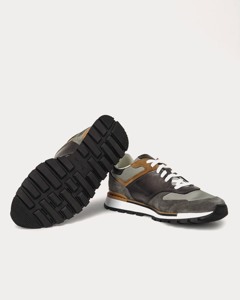 Berluti Run Track Leather, Suede and Mesh Grey Low Top Sneakers - 4