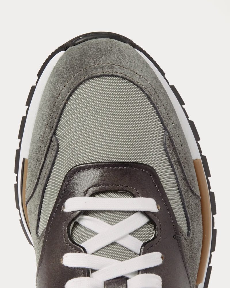 Berluti Run Track Leather, Suede and Mesh Grey Low Top Sneakers - 5