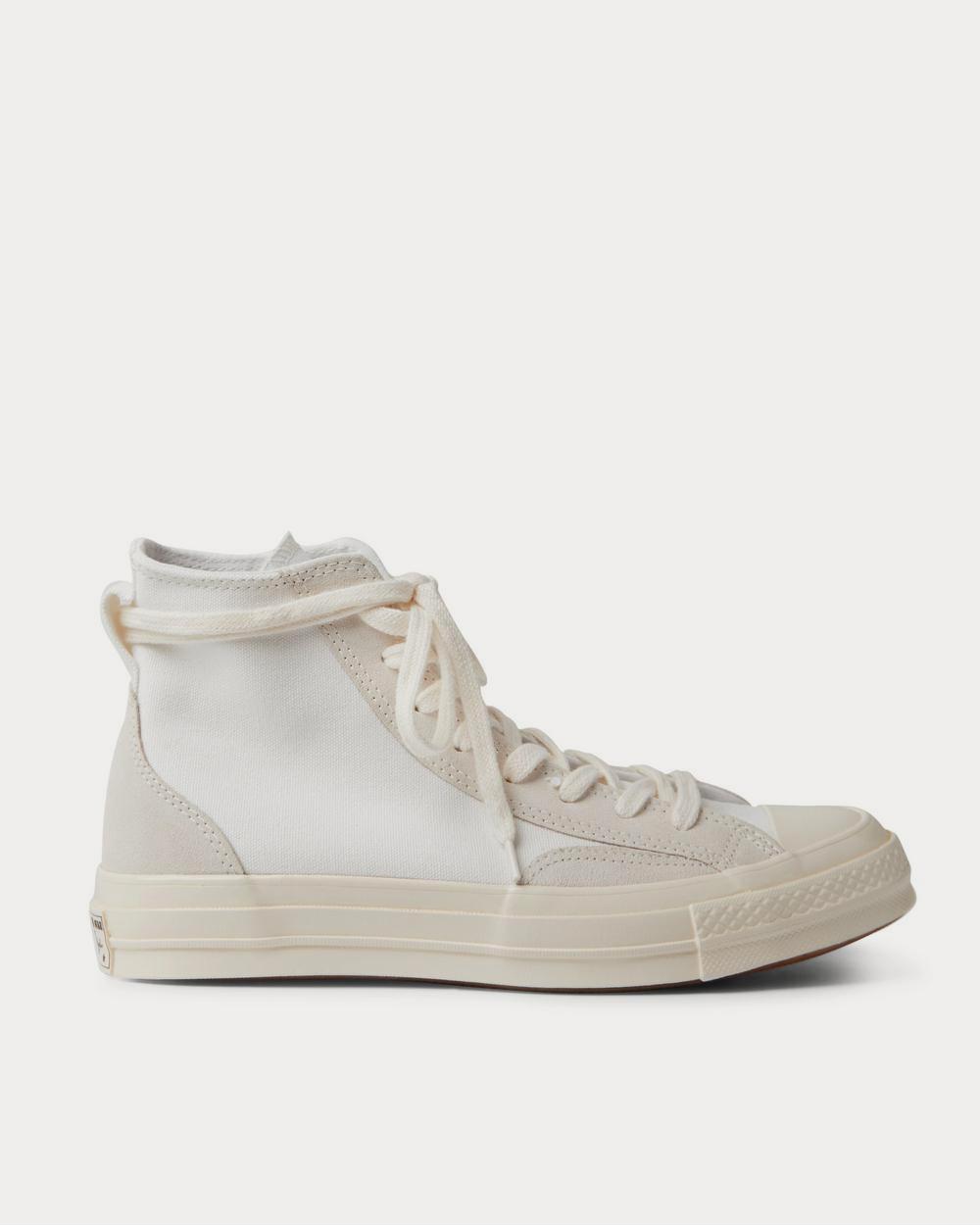 Converse Chuck 70 Final Club Suede-Trimmed Organic Canvas  White high top sneakers - 1