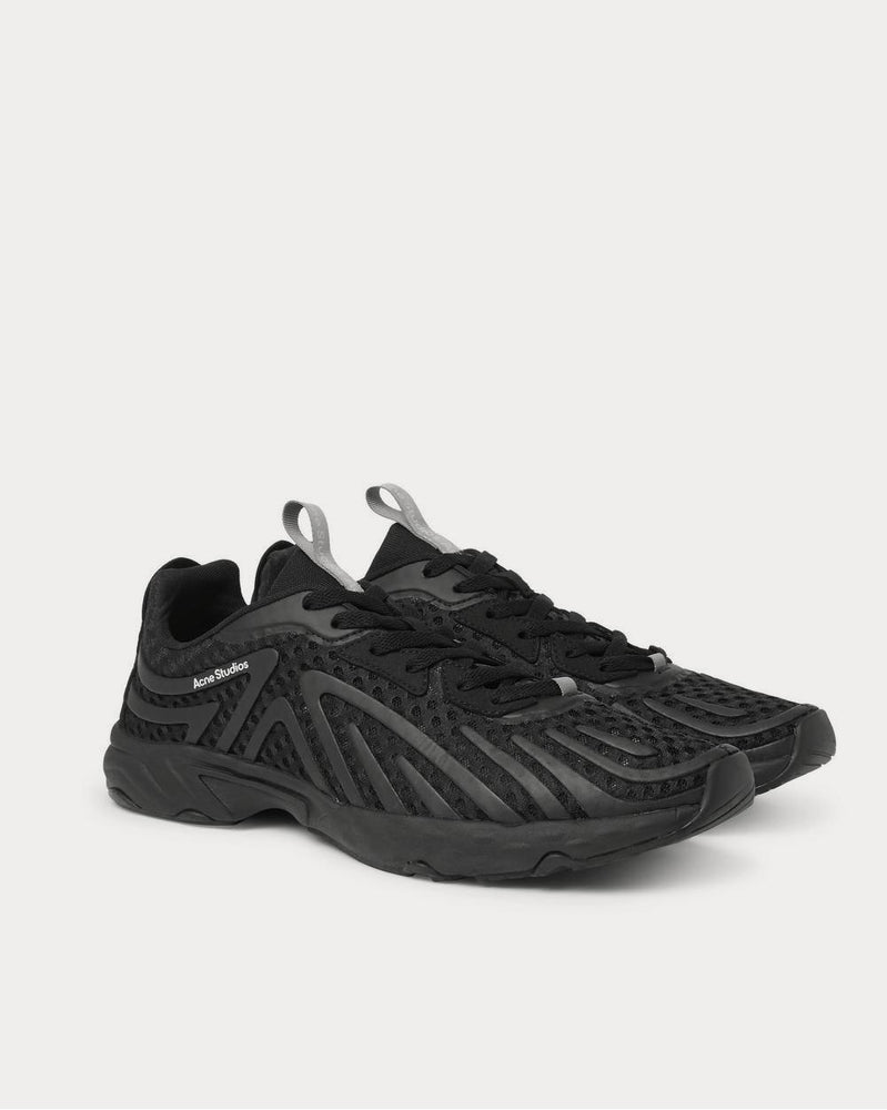 Acne Studios Buzz Faux Suede and Rubber-Trimmed Mesh  Black low top sneakers - 2