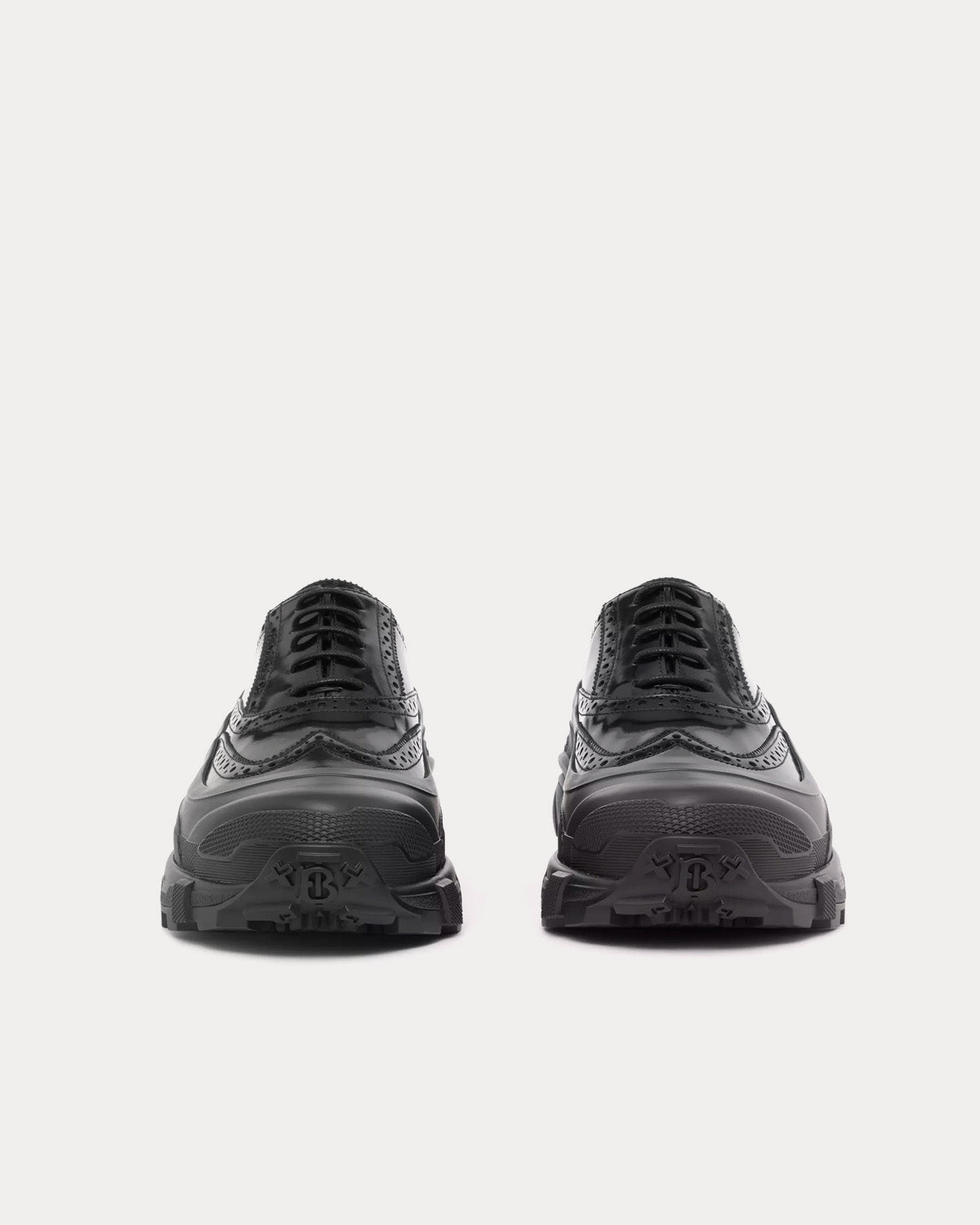 Burberry Brogue Detail Leather Black Low Top Sneakers - 3