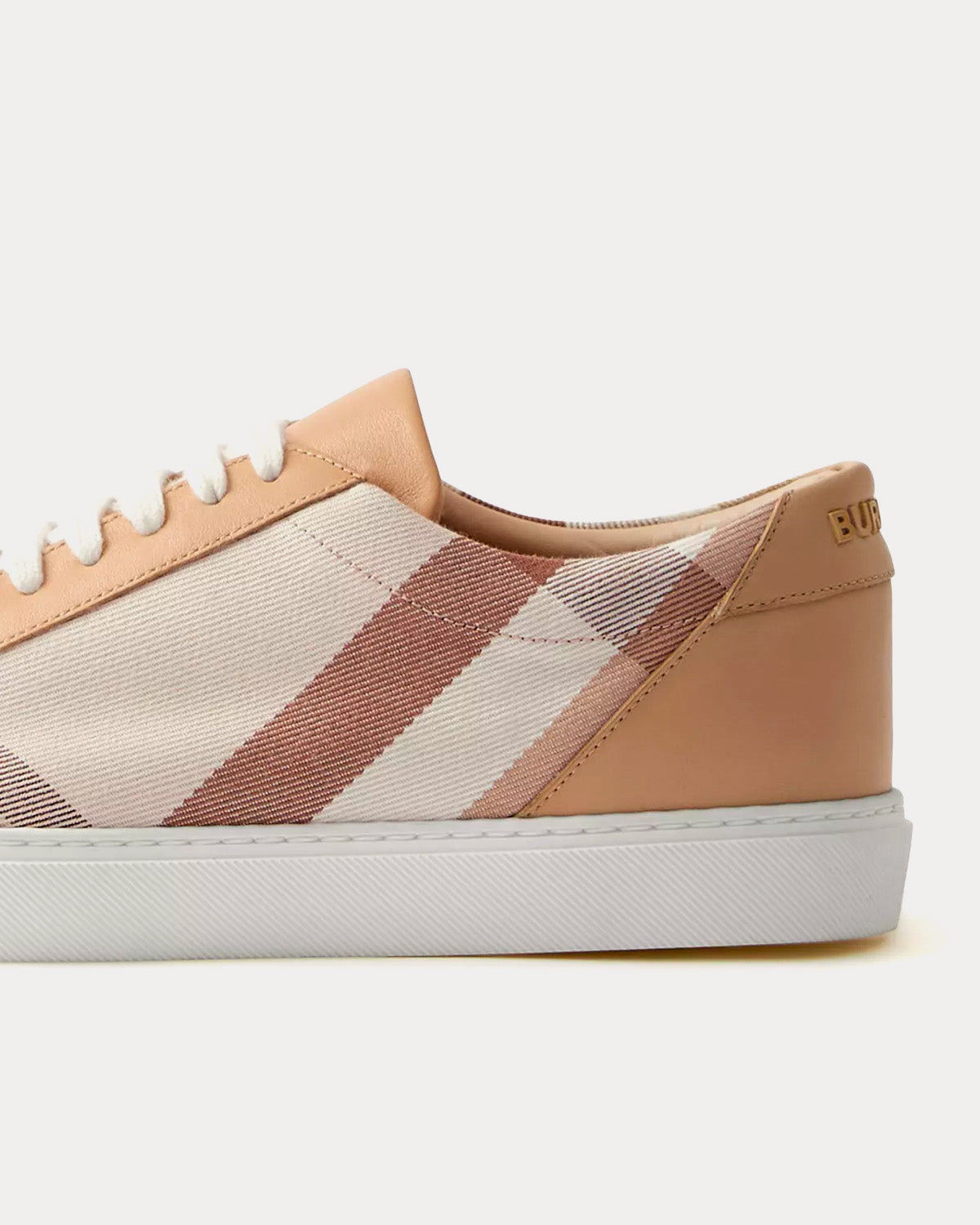 Burberry Check Cotton & Leather Soft Fawn Check Low Top Sneakers - 4