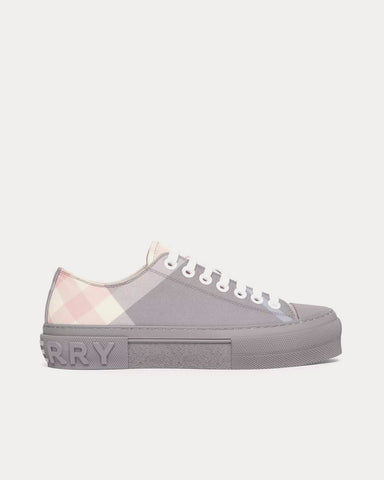 Burberry Check Cotton Pale Grey Low Top Sneakers