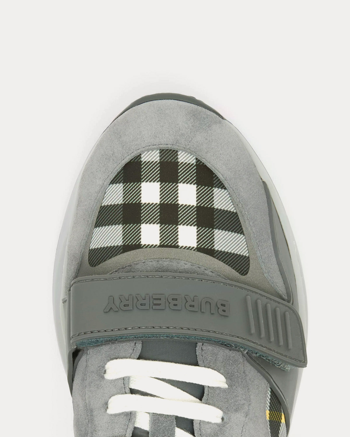 Burberry Check, Suede & Leather Storm Grey Low Top Sneakers - 5