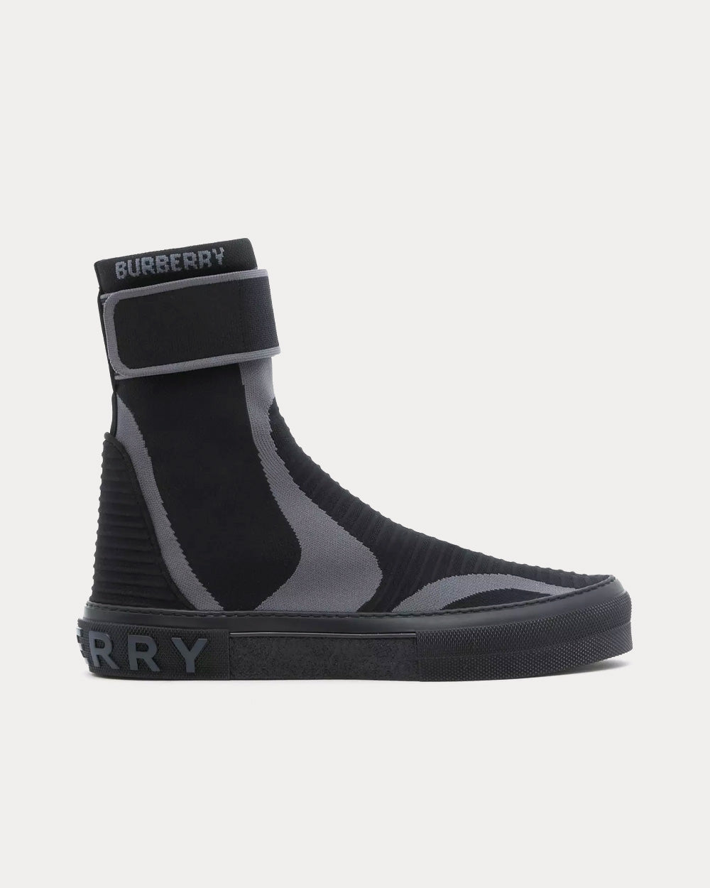 Burberry Knitted Stretch Nylon Sub Black High Top Sneakers - 1