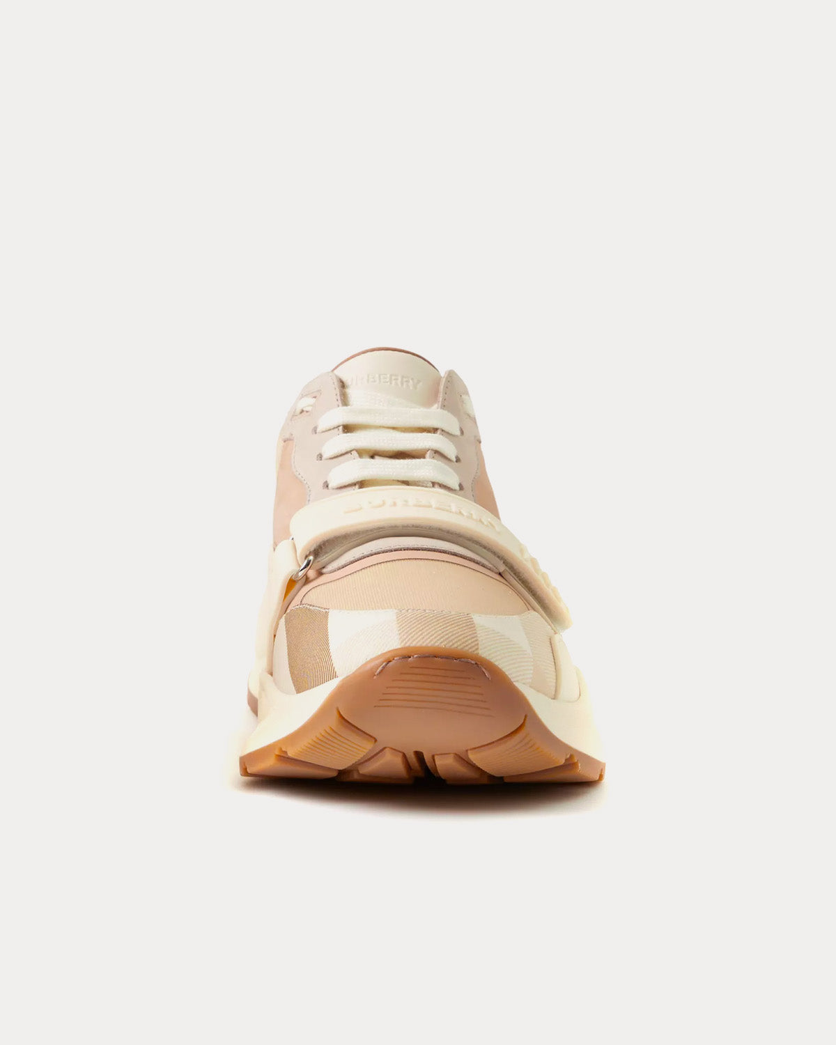 Burberry Leather, Nylon & Check Soft Fawn Low Top Sneakers - 2