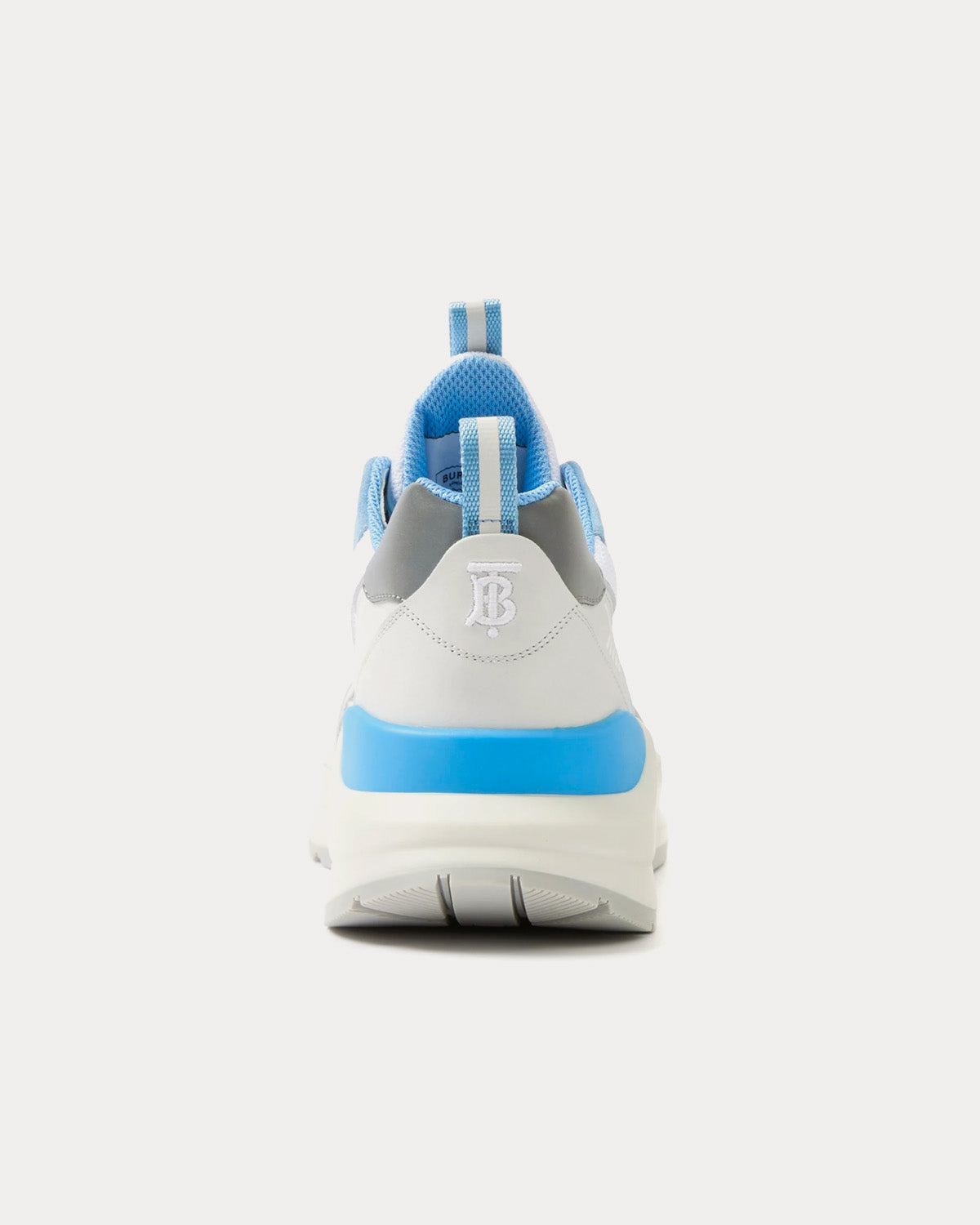 Burberry Logo Print Leather, Suede & Mesh Pale Blue Low Top Sneakers - 3