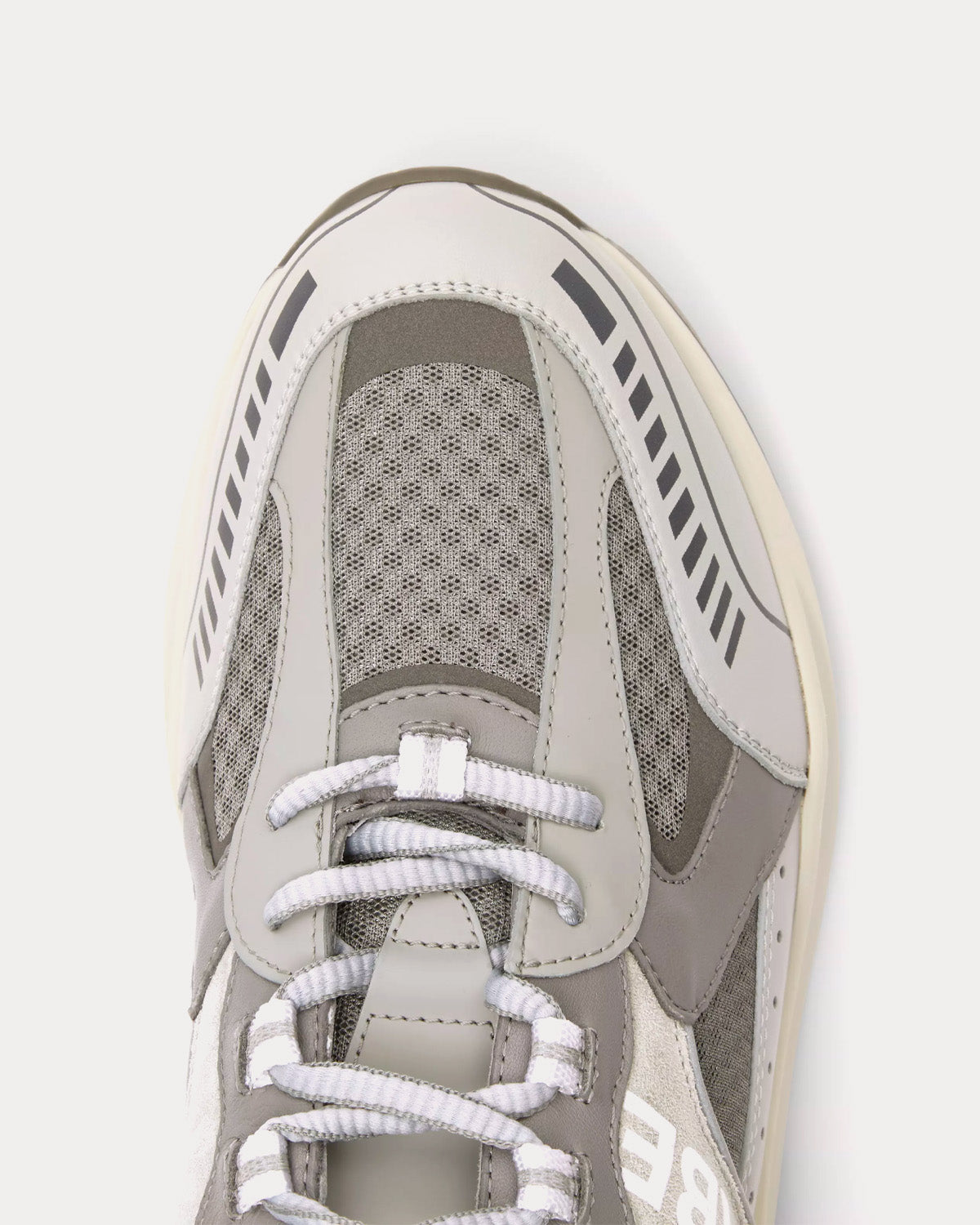 Burberry Logo Print Leather, Suede & Mesh Grey Low Top Sneakers - 5