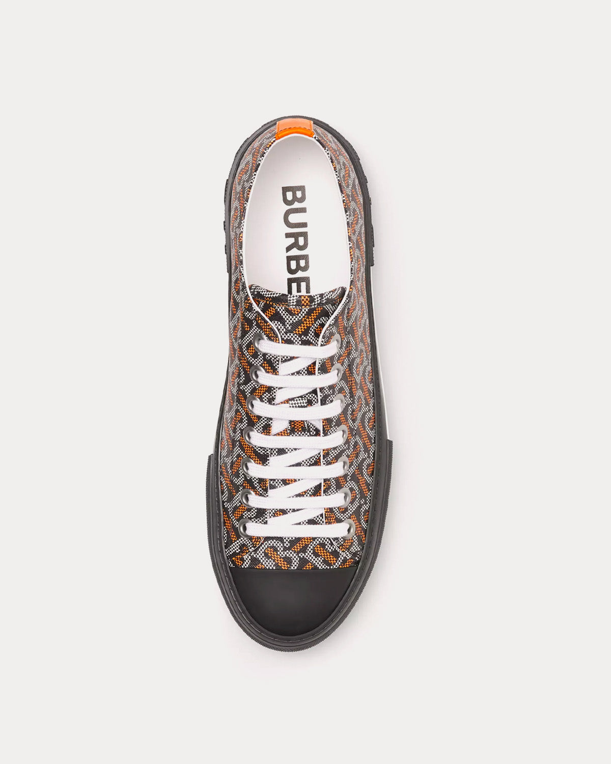 Burberry Monogram Print Cotton Blend Black / White / Orange Low Top Sneakers - 2