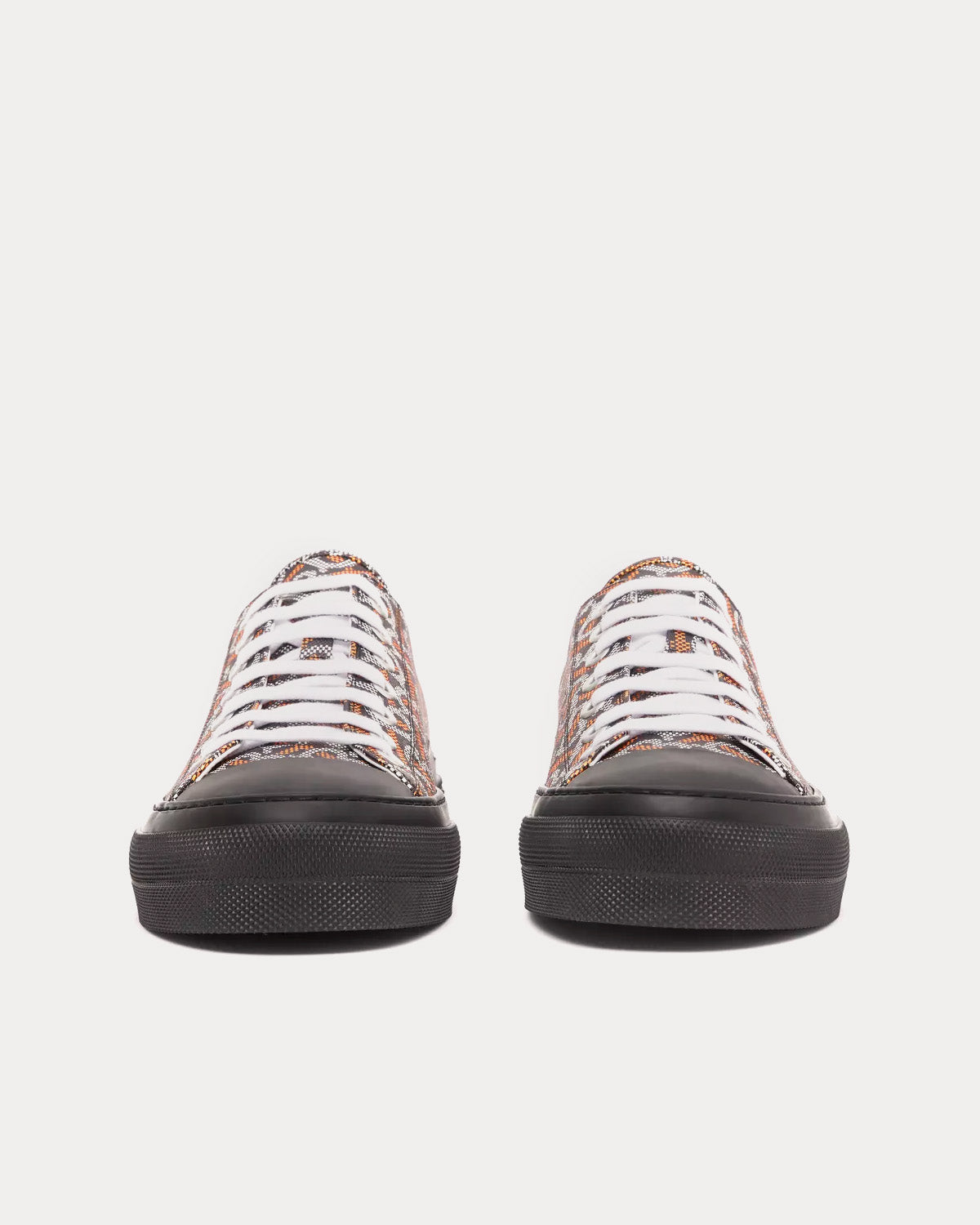 Burberry Monogram Print Cotton Blend Black / White / Orange Low Top Sneakers - 3