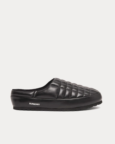 Burberry Quilted Lambskin Slippers Black Slip Ons