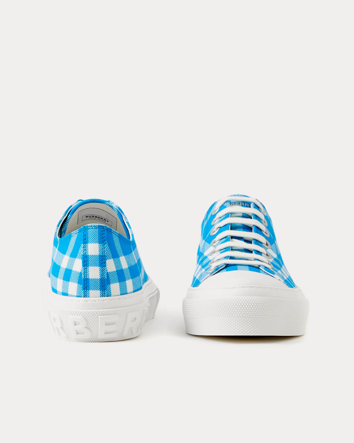 Burberry Check Cotton Vivid Blue Low Top Sneakers - 2