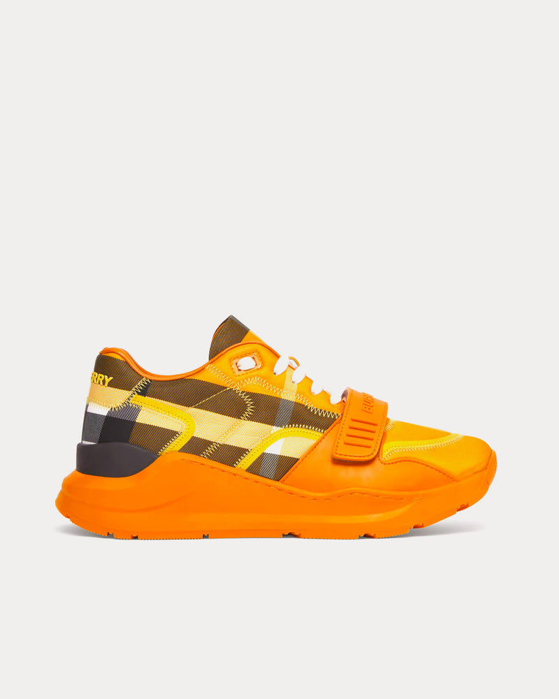 Burberry Check Nylon Bright Yellow Low Top Sneakers - 1