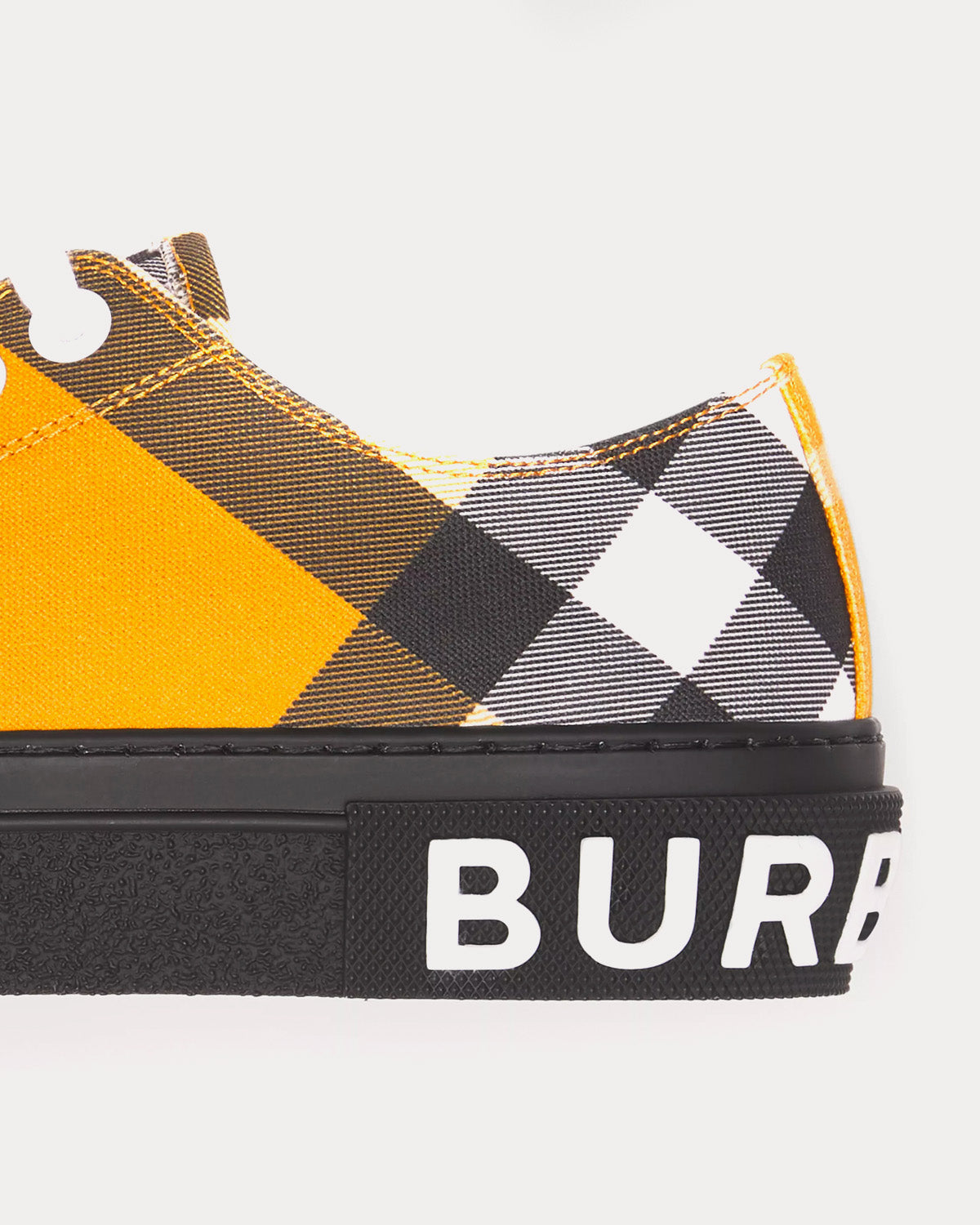 Burberry Logo Print Check Cotton Yellow Low Top Sneakers - 3