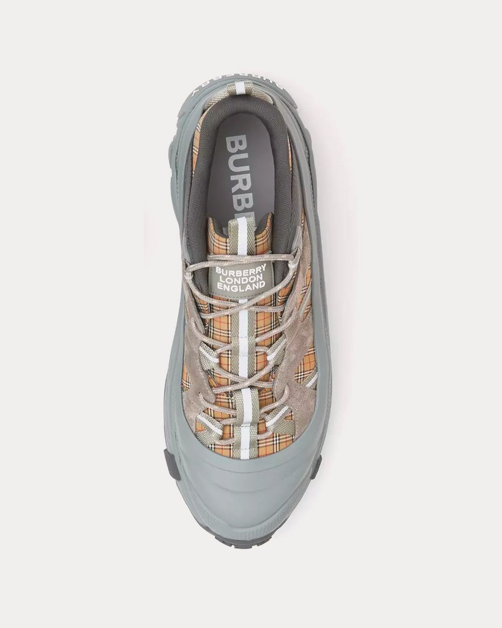 Burberry Arthur Check & Suede Grey Low Top Sneakers - 2