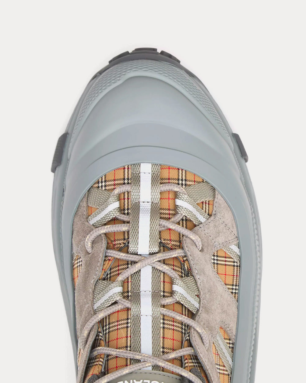 Burberry Arthur Check & Suede Grey Low Top Sneakers - 4