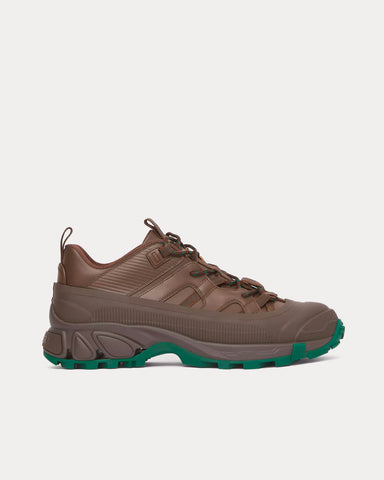 Burberry Arthur Leather Dark Mocha / Green Low Top Sneakers