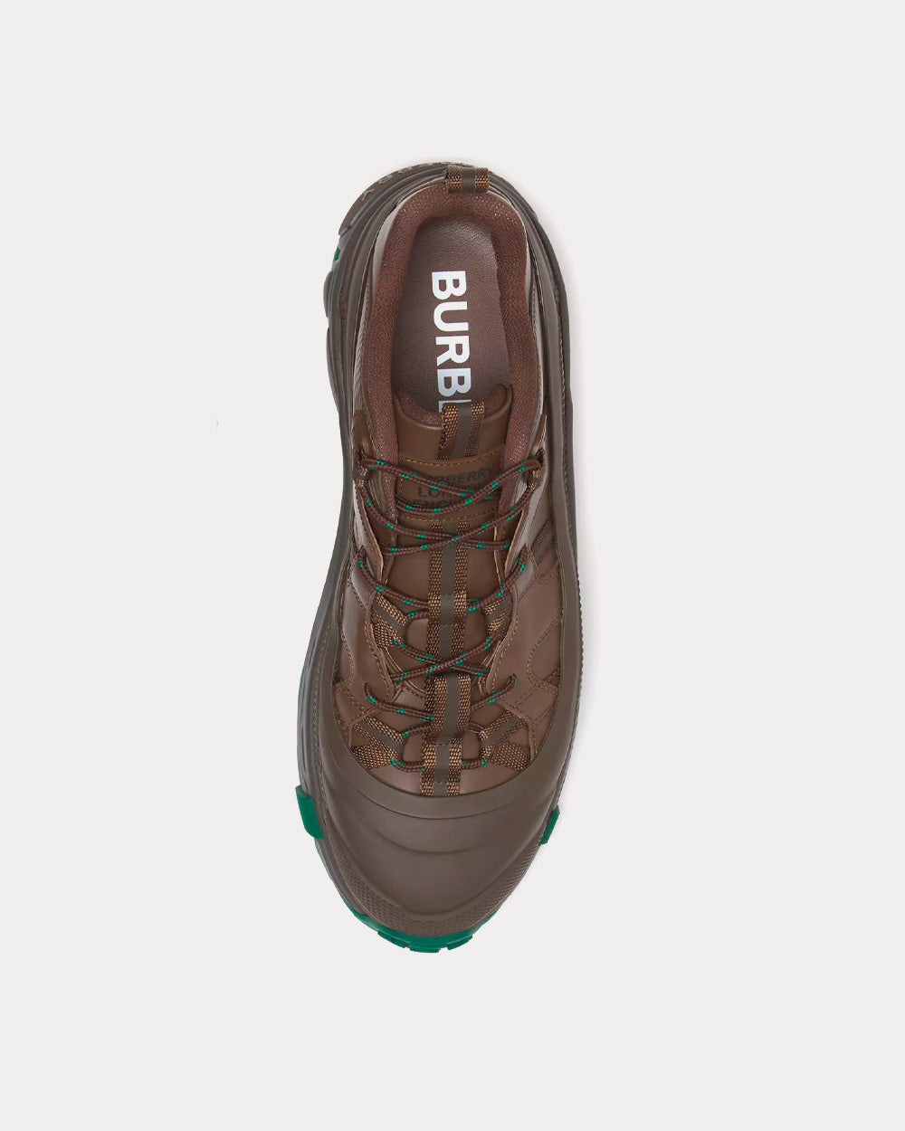 Burberry - Arthur Leather Dark Mocha / Green Low Top Sneakers