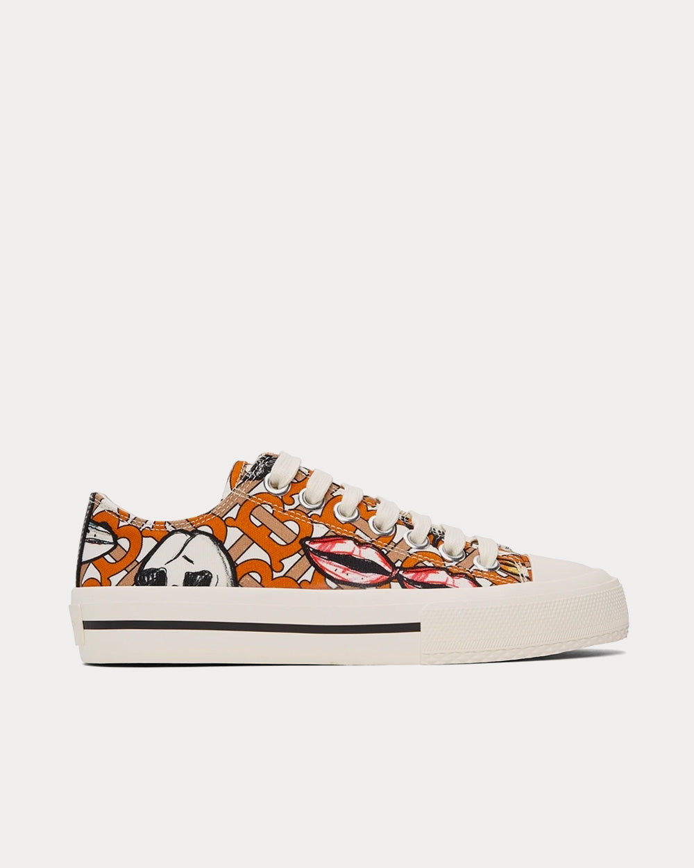 Burberry Larkhall Scribble White / Orange Low Top Sneakers - 1